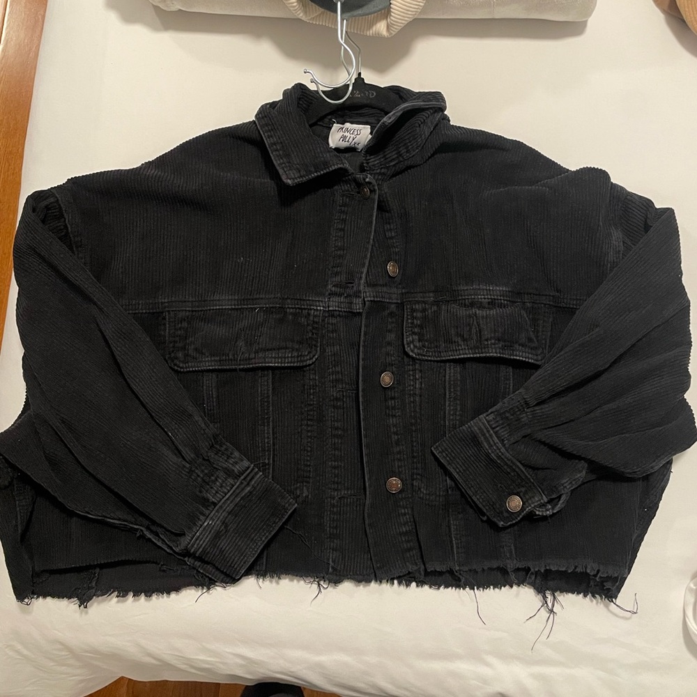 Princess Polly Black Jean Jacket Velvet